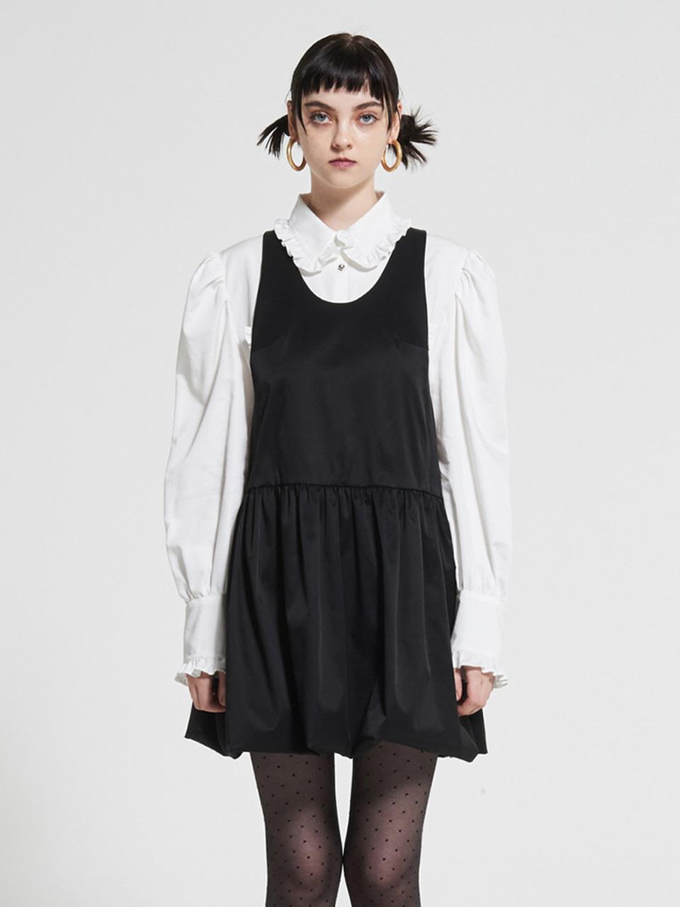 WOVEMENT Balloon Hem-Line Tuxe Dress Black WBAFOP005BK
