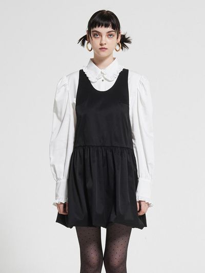 WOVEMENT Balloon Hem-Line Tuxe Dress Black WBAFOP005BK