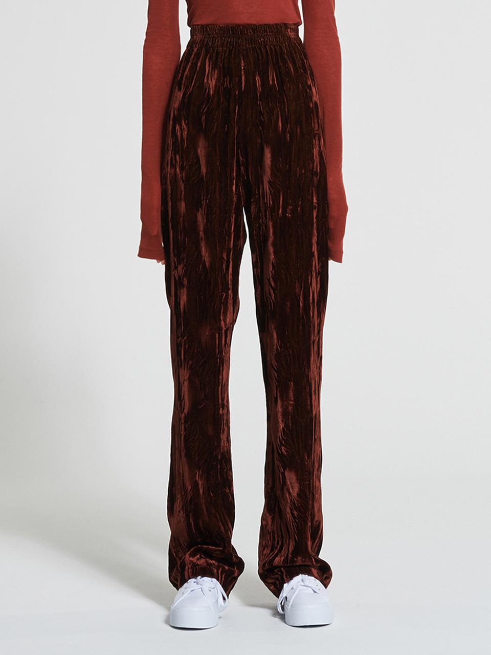 WOVEMENT Crack Velvet Banding Waist Pants Brown WBAFPA006BR