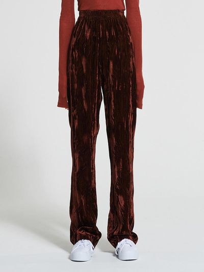 WOVEMENT Crack Velvet Banding Waist Pants Brown WBAFPA006BR