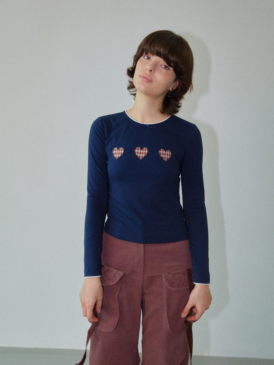 WOVEMENT Cutie Patchwork Love Top Navy WBDFTP005NV