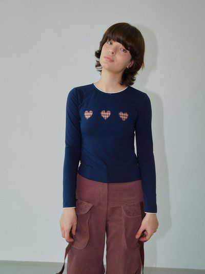 WOVEMENT Cutie Patchwork Love Top Navy WBDFTP005NV