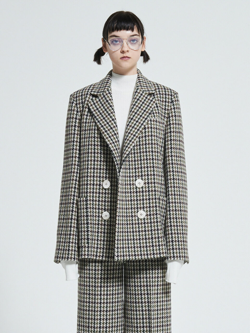 WOVEMENT Double Button Wool Jacket (Check)