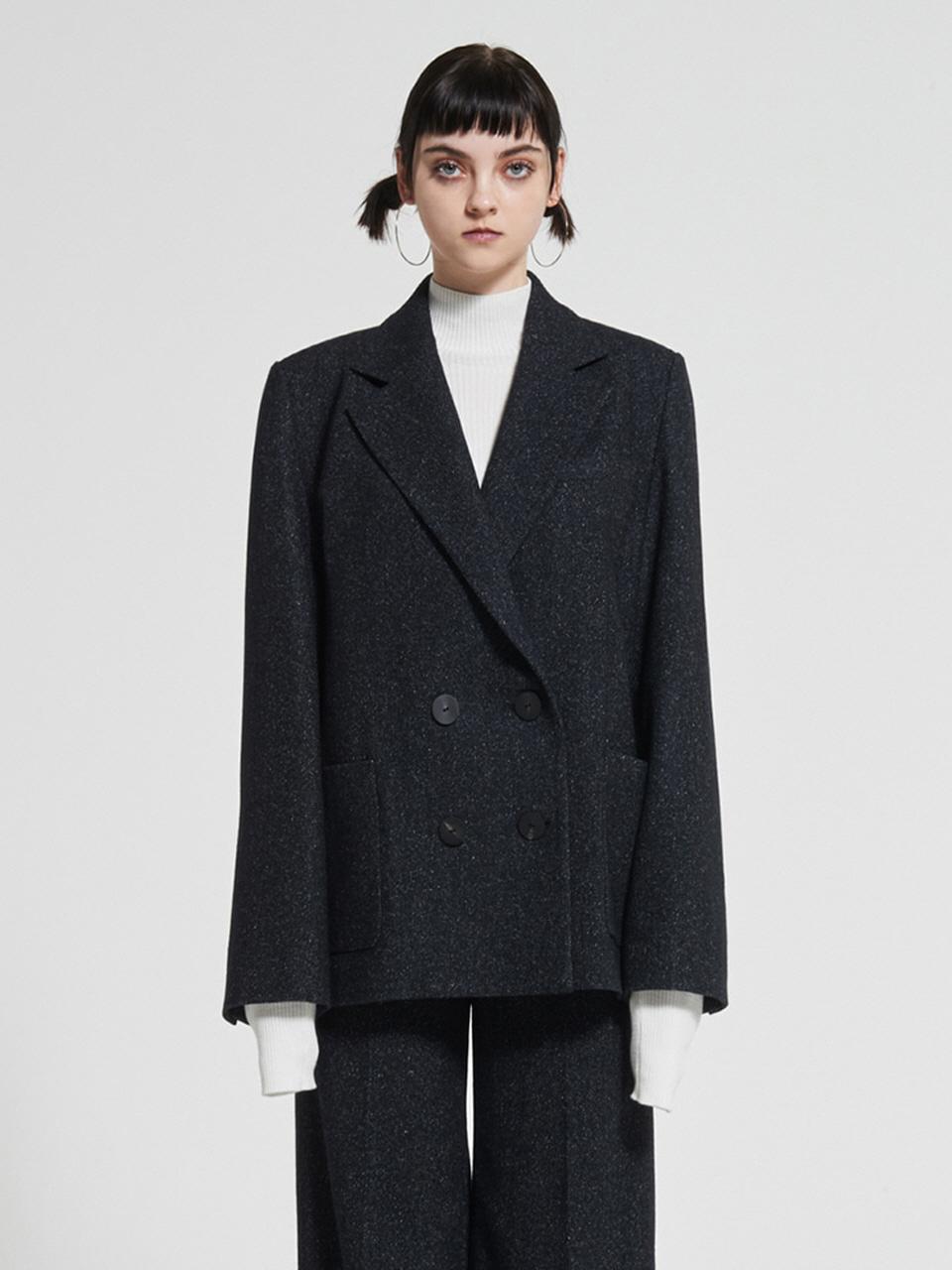WOVEMENT Double Button Wool Jacket Navy WBAFJK002NV