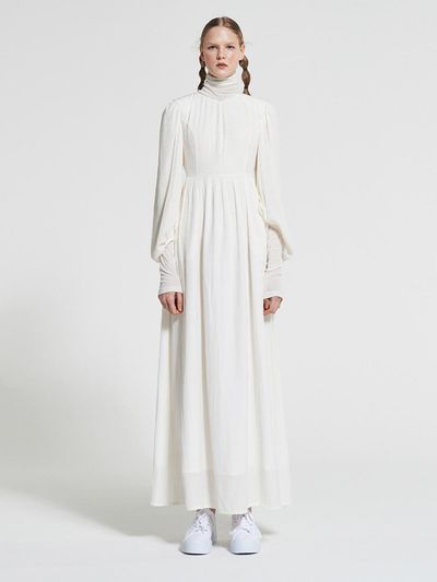 WOVEMENT Floral Jacquard Maxi Dress WBAFOP008IV