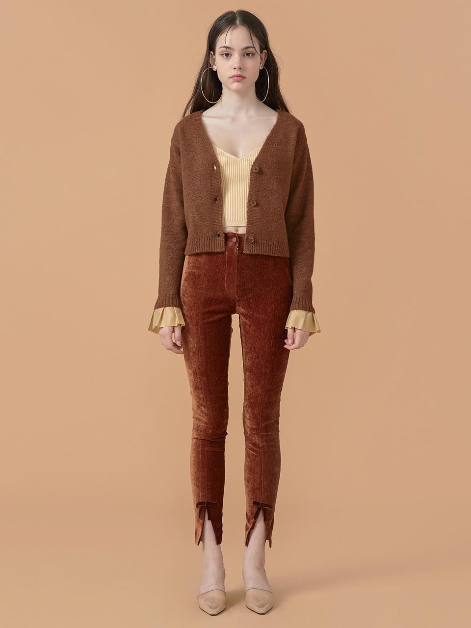 WOVEMENT Front Slit Jeggings Brown WBBFPA021BR