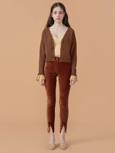 WOVEMENT Front Slit Jeggings Brown WBBFPA021BR