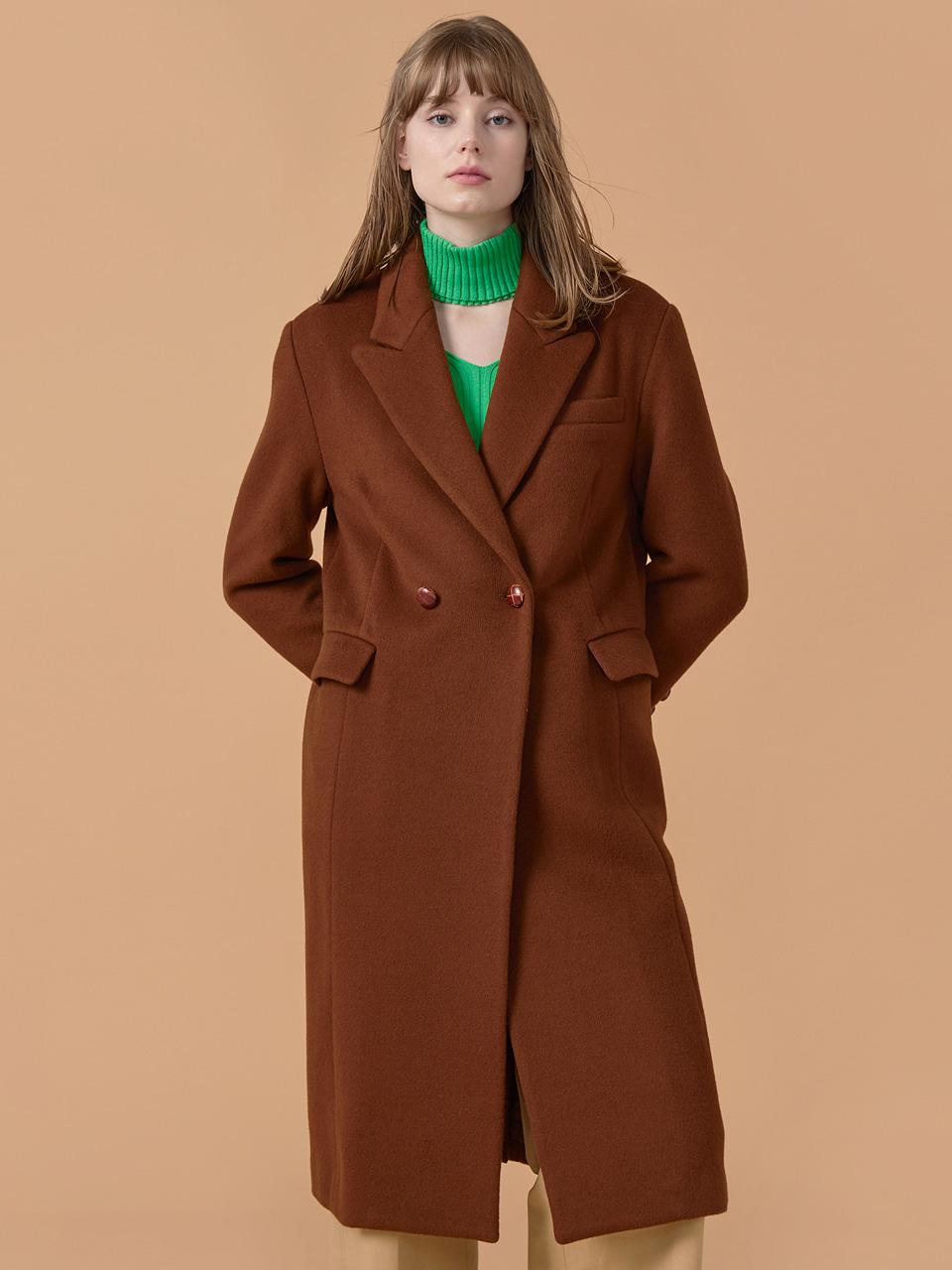 WOVEMENT Heart Lapel Classic Coat Red Brown WBBFCT010BR