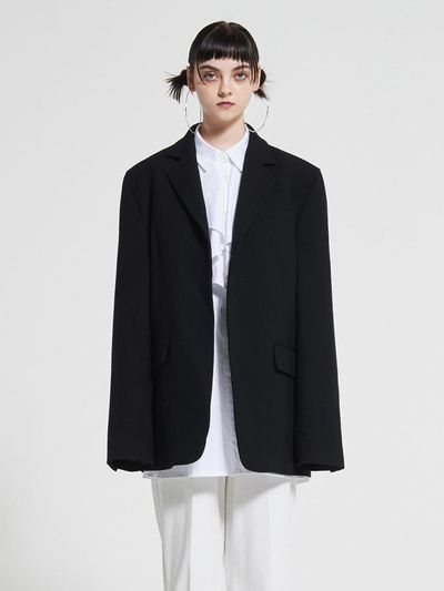 WOVEMENT High Rise One Button Jacket Black WBAFJK001BK