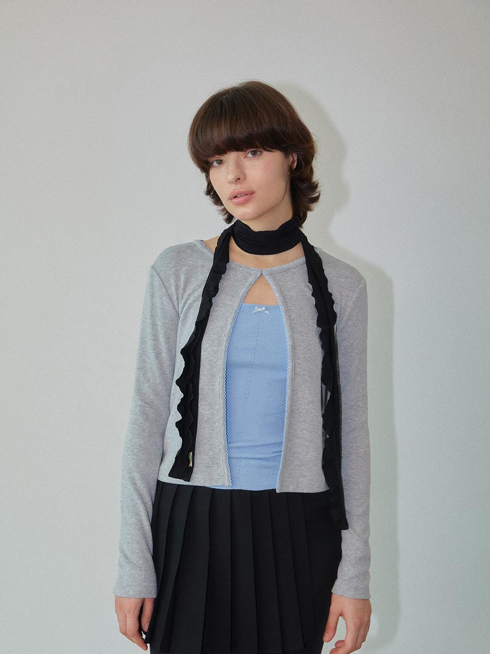 WOVEMENT Hook - closure Lace Cardigan Gray WBDFNT001GR