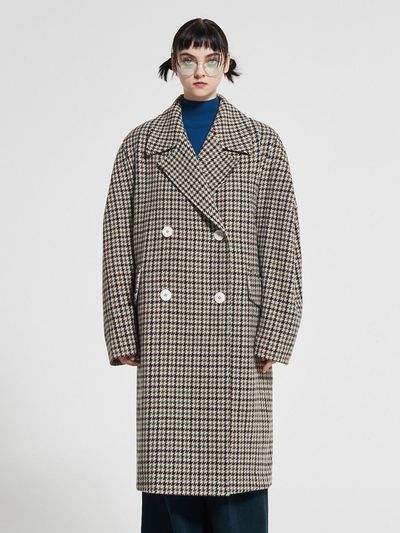 WOVEMENT Hound Tooth Wool Coat Check WBAFCT005CK