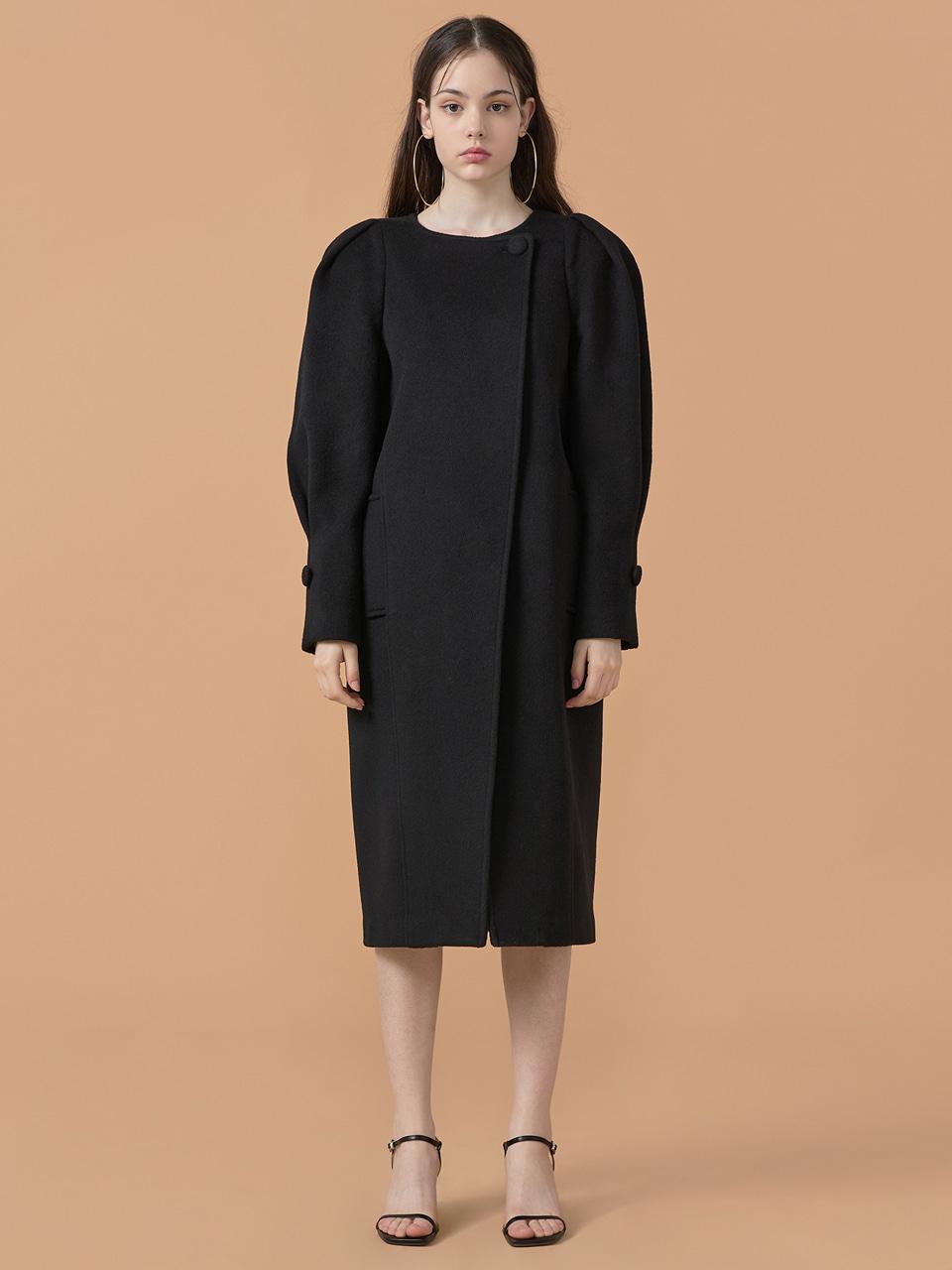 WOVEMENT One Button Puff Sleeves Coat Black WBBFCT009BK