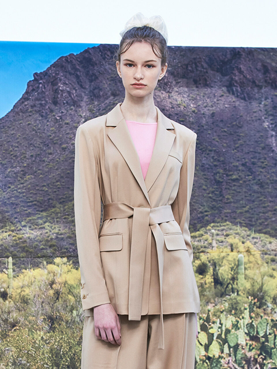 WOVEMENT One Button Wool Jacket - Nude Beige