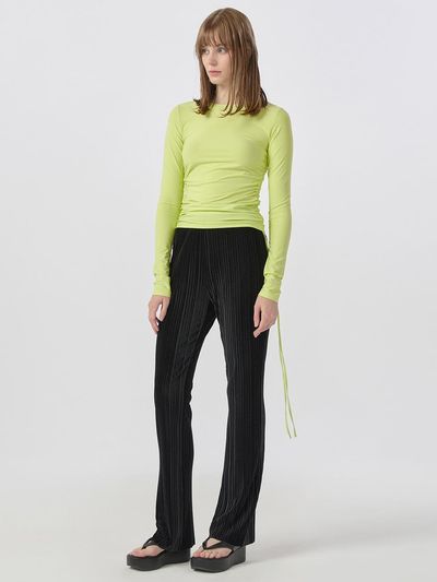 WOVEMENT Pleats Banding Pants Black WBBFPA024BK