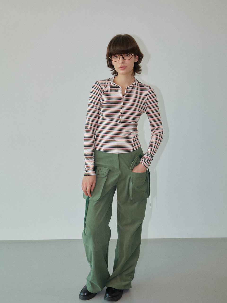 WOVEMENT Pocket Detail Cargo Pants Khaki WBDFPA001KK