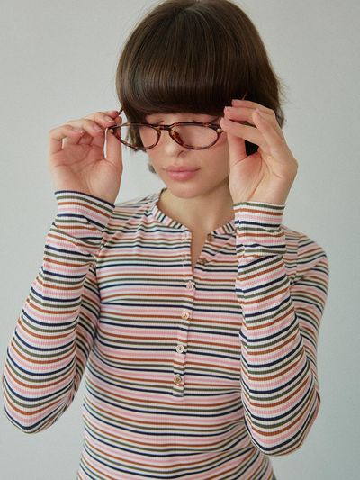 WOVEMENT Rainbow Henly Neck Top_Multi WBDFTP002MIX