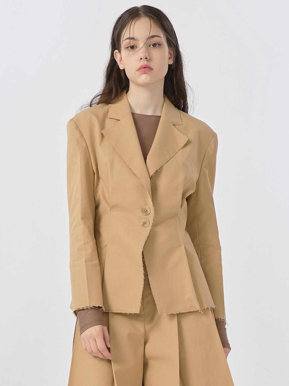 WOVEMENT Rough Cutting Cotton Jacket Beige WBBFJK012BE