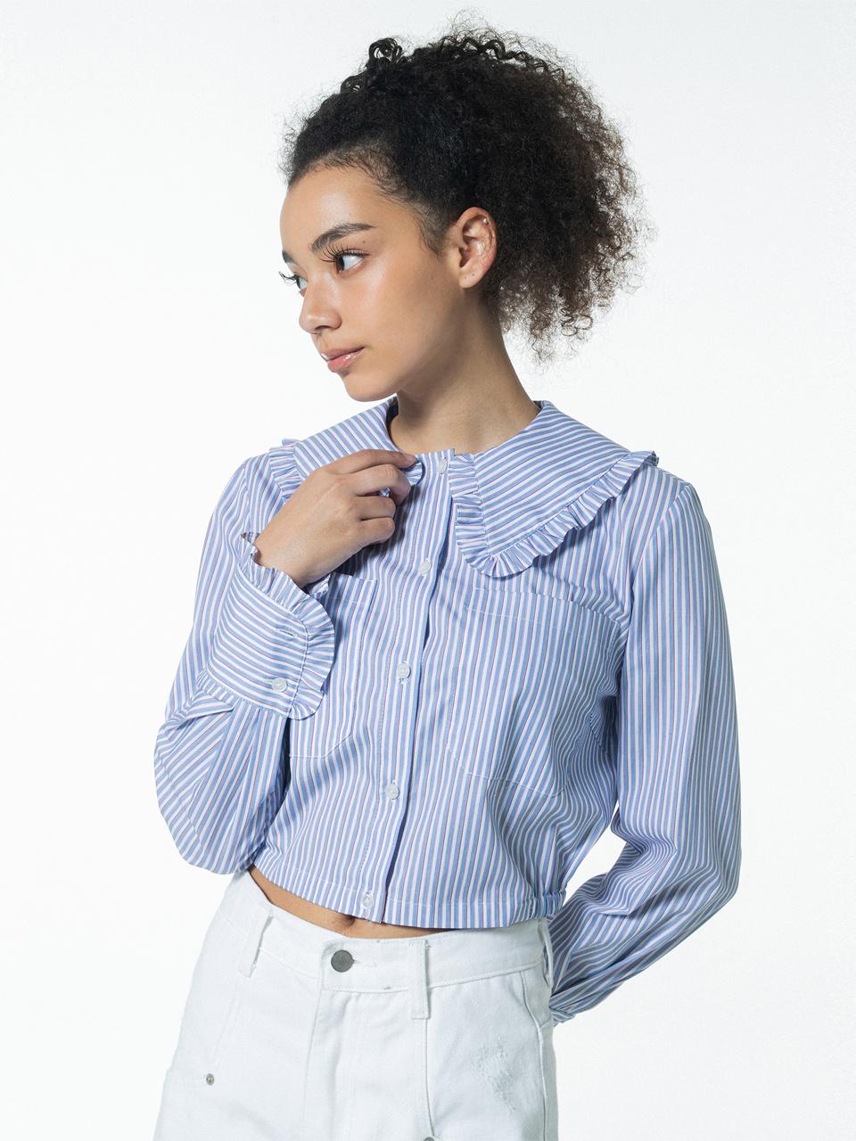 WOVEMENT Ruffled striped shirt STRIPE WBCSTP011ST