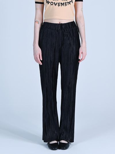 WOVEMENT Shining Pleats Pants Black WBCSPA003BK