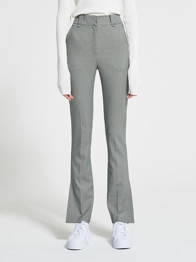 WOVEMENT Side - Slit Straight Pants Check WBAFPA010CK