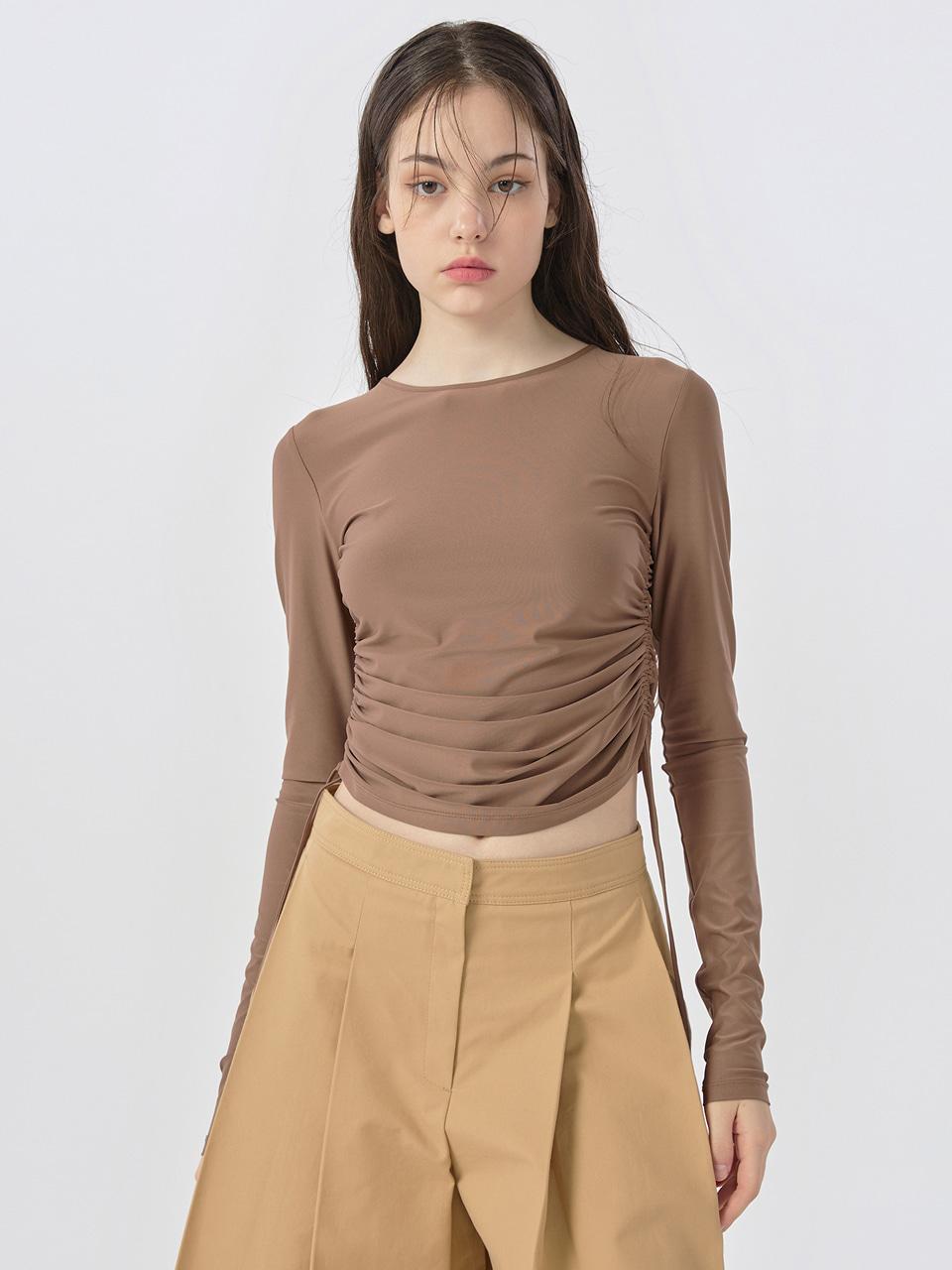 WOVEMENT Side String Point T - Shirt Brown WBBFTP025BR