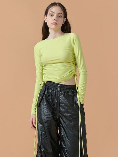 WOVEMENT Side String Point T - Shirt Neon Green WBBFTP025LY