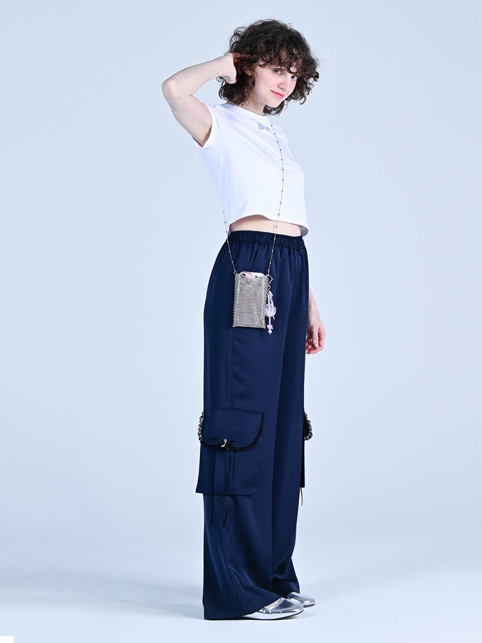 WOVEMENT Silky Pants Navy WBDSPA002NV