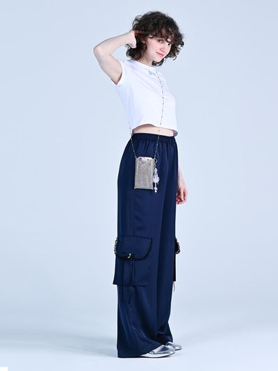 WOVEMENT Silky Pants Navy WBDSPA002NV