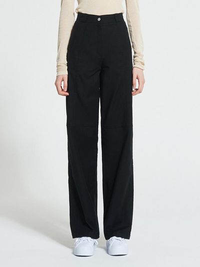 WOVEMENT Stitch - Over Cotton Pants Black WBAFPA007BK