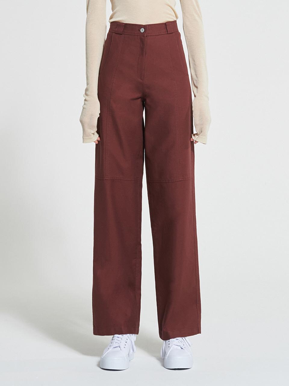 WOVEMENT Stitch - Over Cotton Pants Burgundy WBAFPA007BR