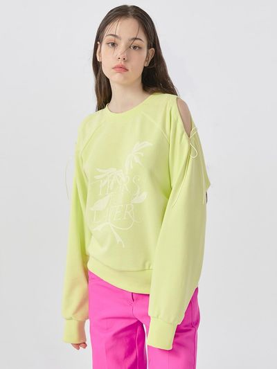 WOVEMENT Tears for later Printing Sweatshirt Neon Green WBB
