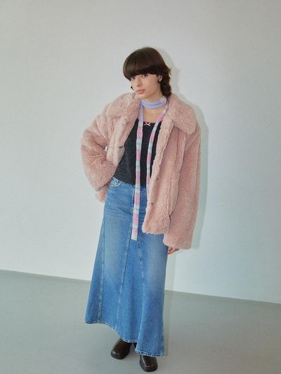 WOVEMENT Teddy Bear Faux Fur Jacket Light Pink WBDFJK001LP