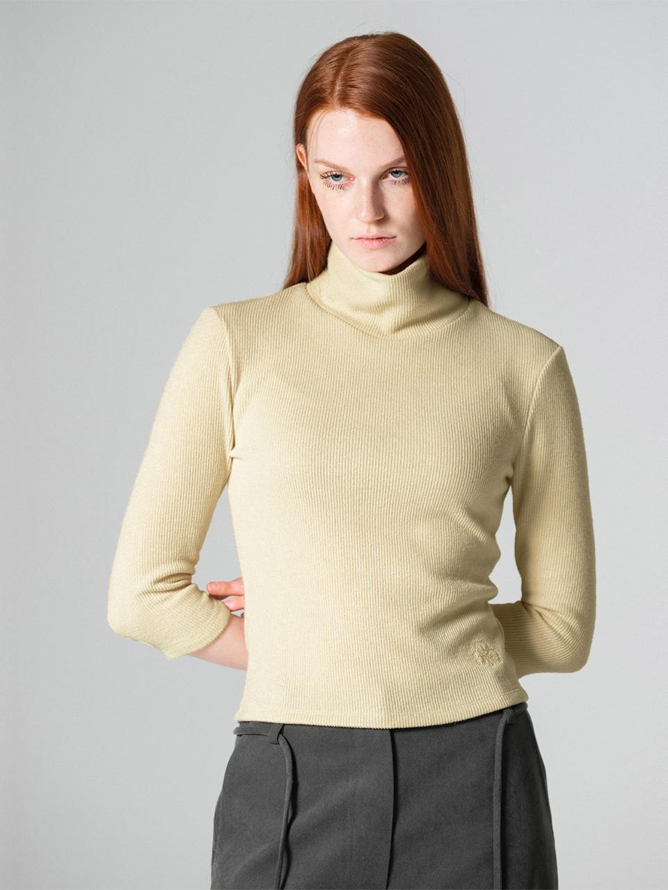 WOVEMENT Three - quarter sleeve turtle neck top LIGHTYELLOW