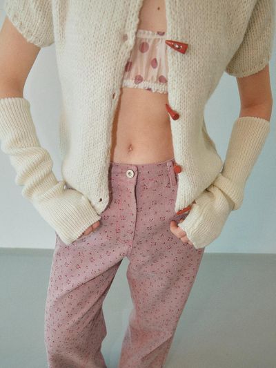 WOVEMENT Tiny Flower Twill Pants Rose Pink WBDFPA005PK