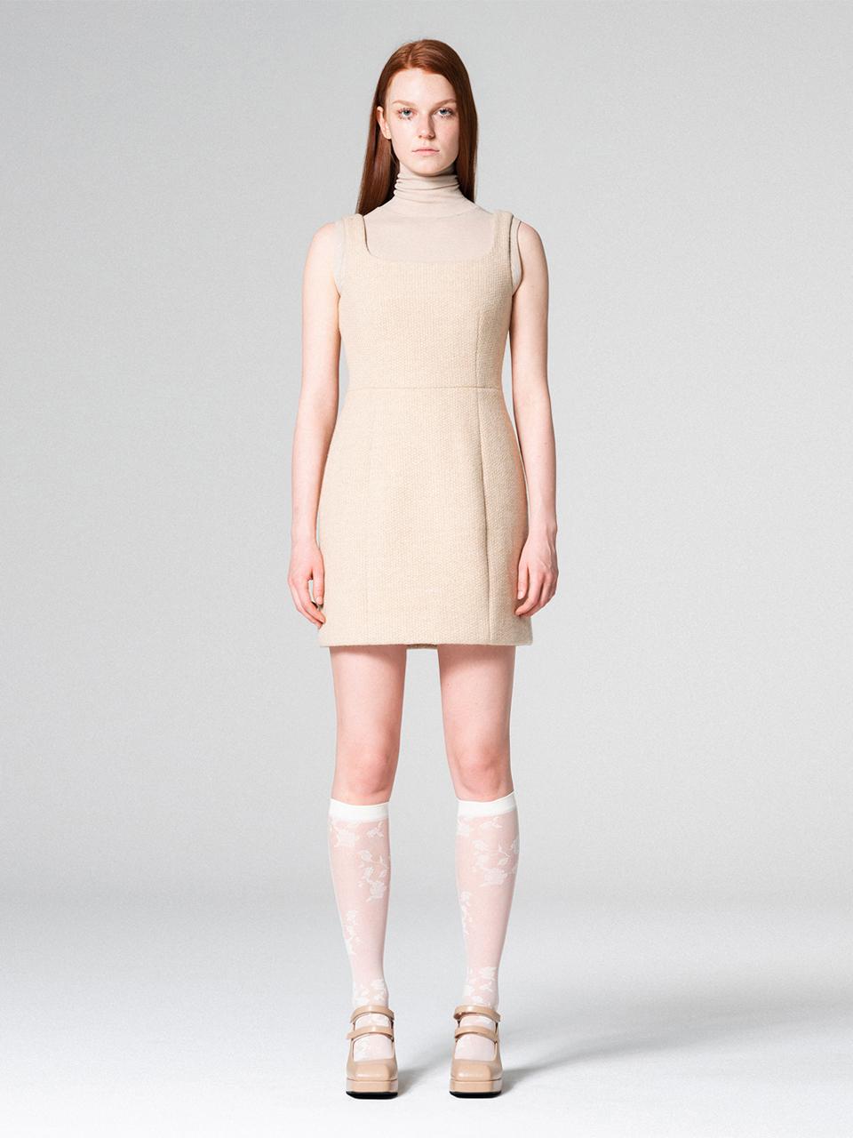WOVEMENT Tweed mini dress BEIGE WBCFOP002BE