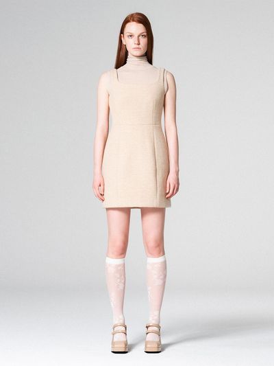 WOVEMENT Tweed mini dress BEIGE WBCFOP002BE