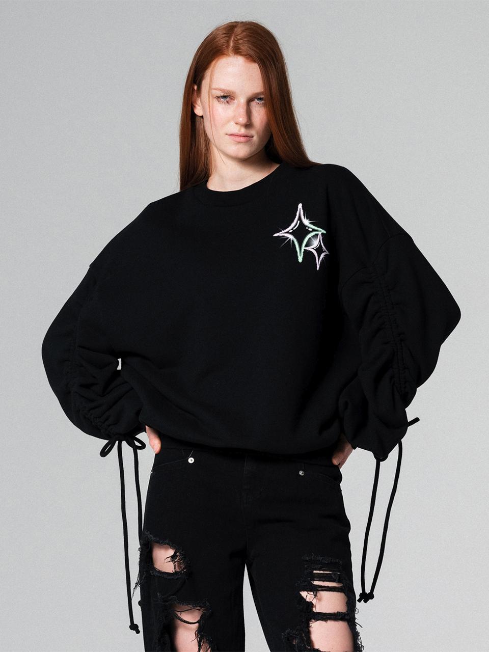 WOVEMENT Twinkle graphic sweatshirt BLACK WBCFTP007BK