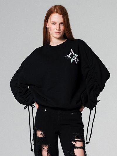 WOVEMENT Twinkle graphic sweatshirt BLACK WBCFTP007BK
