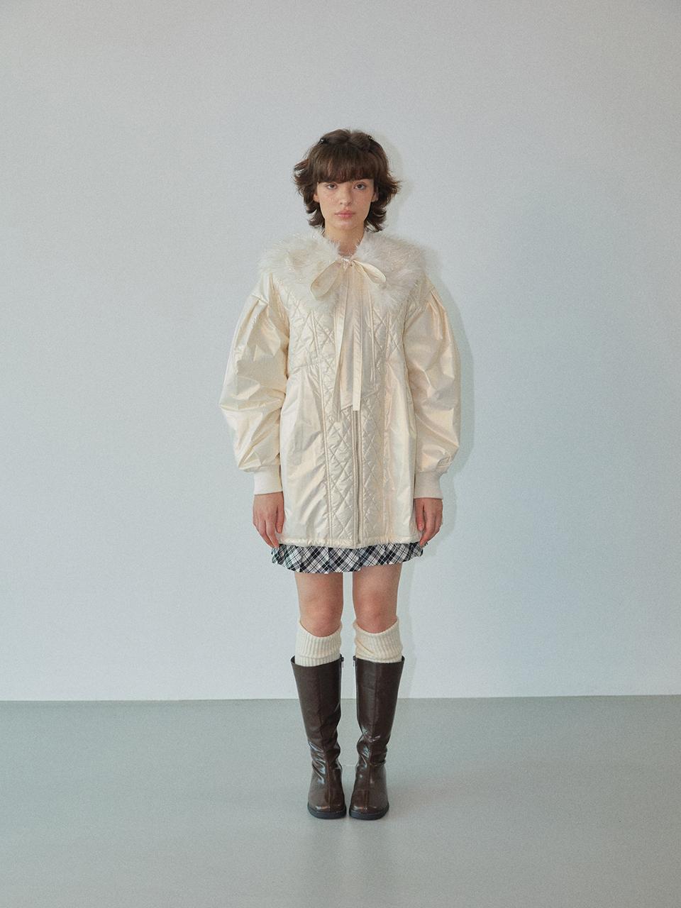 WOVEMENT Unicorn Quilted Mid-Length Padded Jacket WBCFJP003IV
