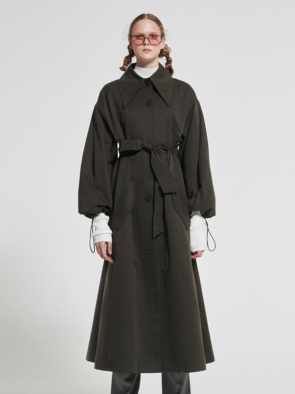 WOVEMENT Variety Maxi Long Trench Coat Khaki WBAFCT006KK