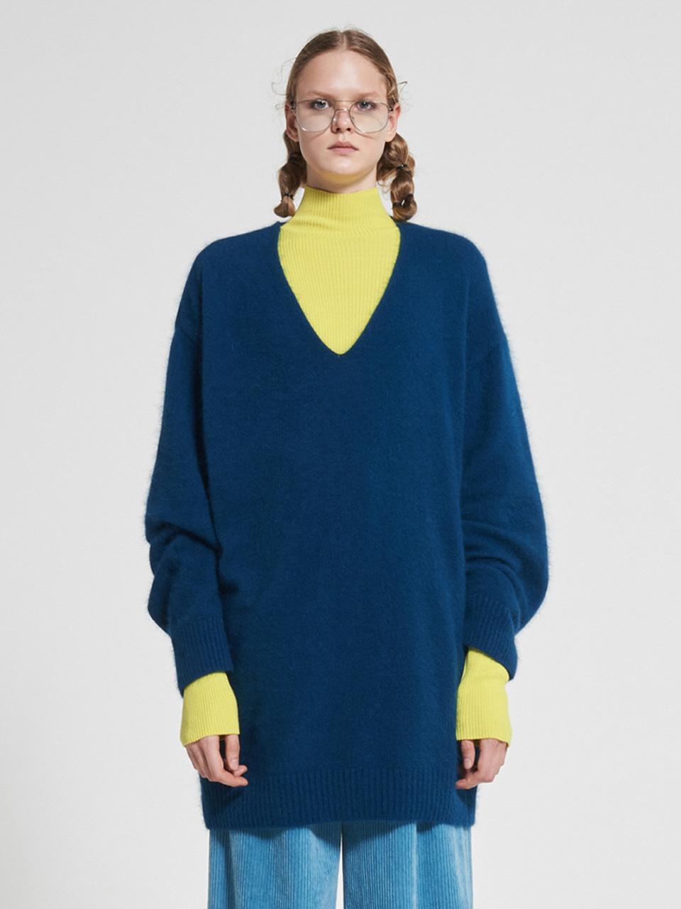 WOVEMENT Very Soft Wool Knit Top Blue WBAFNT007BL