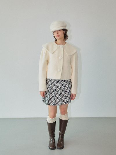 WOVEMENT Whity Slit - Collar Wool Jacket WBAFJK004IV