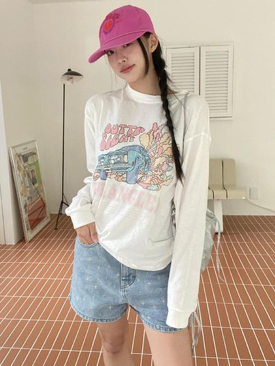 Wrangler Broken Twill Embroidery Straight Denim Shorts