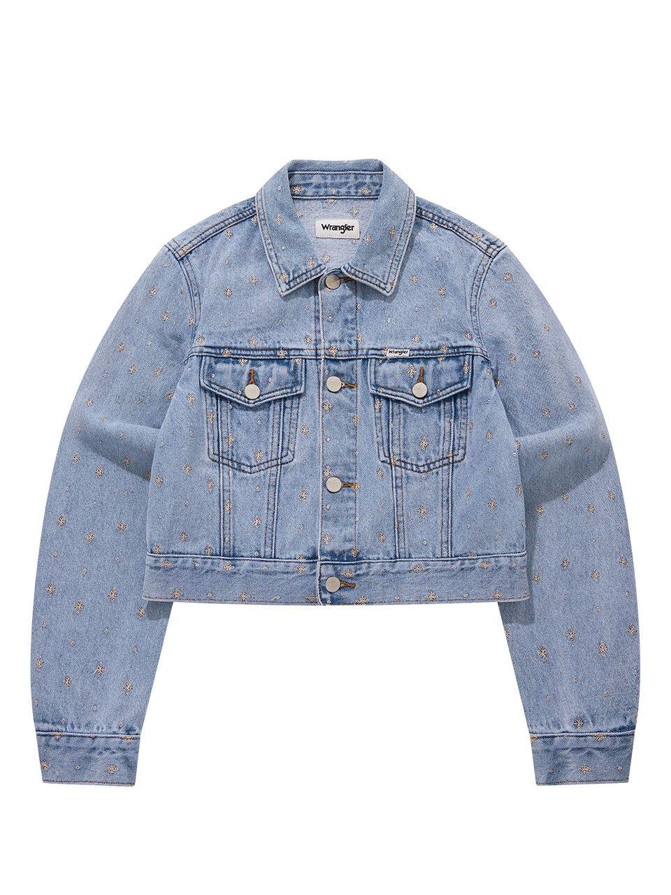 Wrangler Broken Twill Front Embroidery Crop Denim Jacket