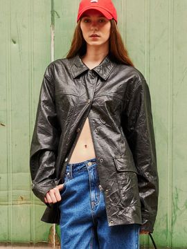 Wrangler Eco Leather Middle Hip Jacket Black