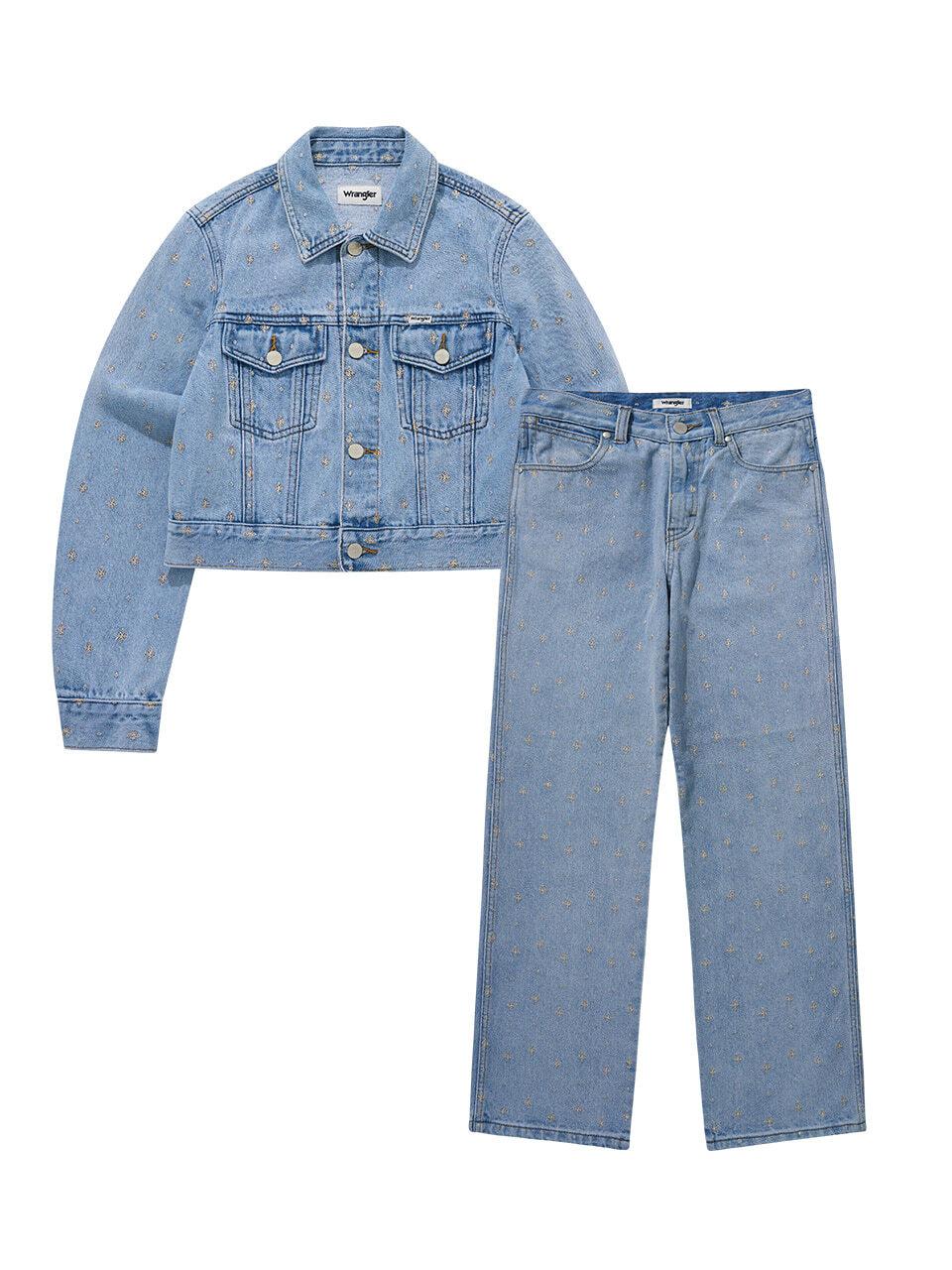Wrangler Front Embroidery Summer Denim Set Up