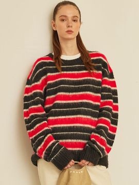 Wrangler Striped U - Neck Sweater Black