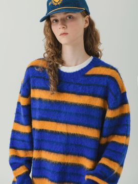 Wrangler Striped U - Neck Sweater Blue