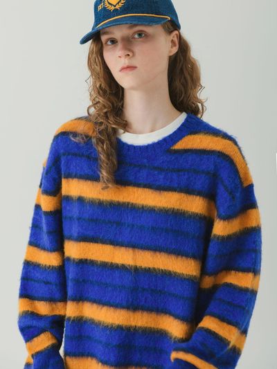 Wrangler Striped U - Neck Sweater Blue