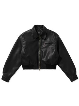 Wrangler (W) Eco - Leather Quilted Cropped Jacket Black